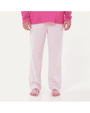 Lounge Loungewear Bottoms Organic Brushed Cotton And Stripes - Pink