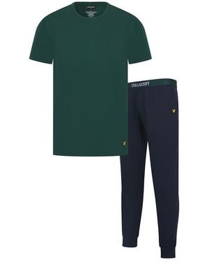 Lyle & Scott Cash Rainforest/Peacoat Loungewear Set - Green