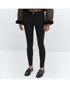 Mango Waxed Push Up Skinny Jeans - Black