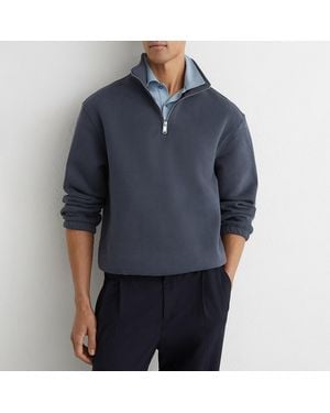Reiss Quinn Quarter Zip Jumper - Blue