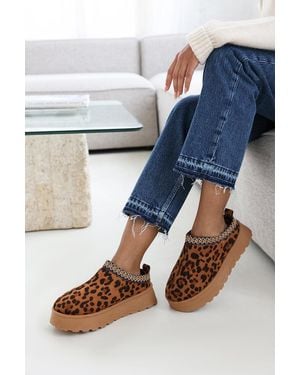 Where's That From 'Allegra' Faux-Suede Embroidered Low Ankle Slipper Boots - Blue