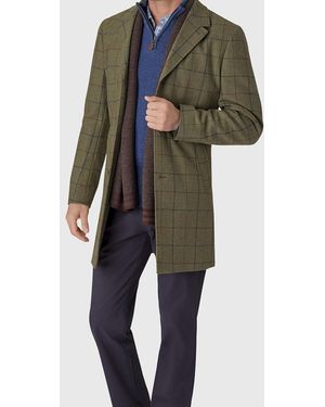 Brook Taverner Haincliffe Overcheck Tweed Wool Overcoat - Green