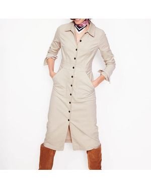 Boden Ecru Flora Corduroy Midi Shirt Dress - Natural