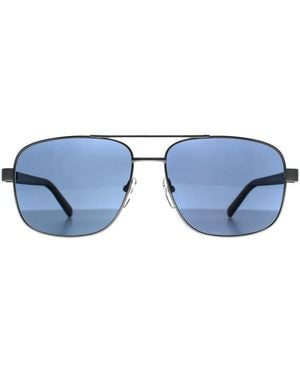 BMW Sunglasses Bs0039 17R Matte Light Palladium Polarized - Blue