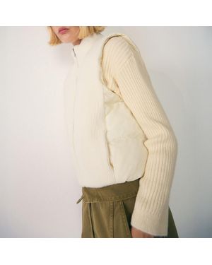 Mango Ecru Contrasting Knit Gilet - Natural