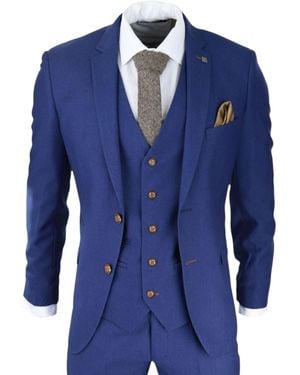 Paul Andrew 3 Piece Royal Birdseye Classic Suit - Blue
