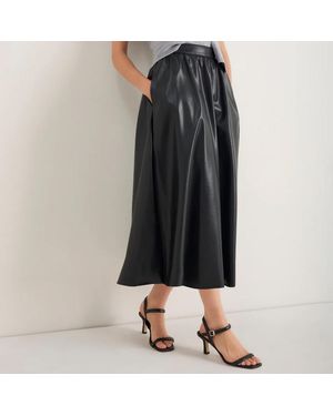 Wyse Mollie Faux Leather Skirt - Black