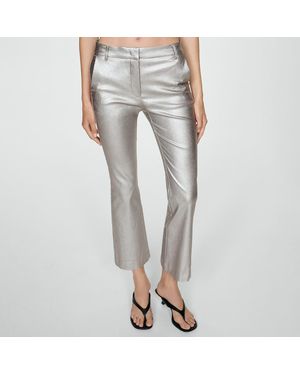 Mango Metallic Flared Trousers - Grey