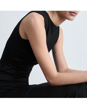 Mango Round Neck Midi Dress - Black