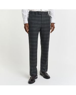 GANT Charcoal Glencheck Wool Blend Suit Trousers - Grey