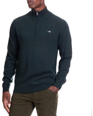 GANT Premium Blend Half Zip Jumper - Blue