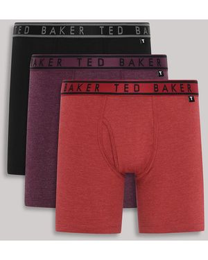 Ted Baker Burgundy 3-Pack Cotton Boxers - Red
