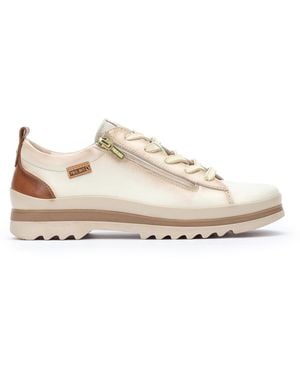 Pikolinos Nata Leather Laces & Zipper Trainers - White
