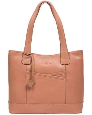 Conkca 'Little Patience' Subtle Leather Tote Bag - Brown