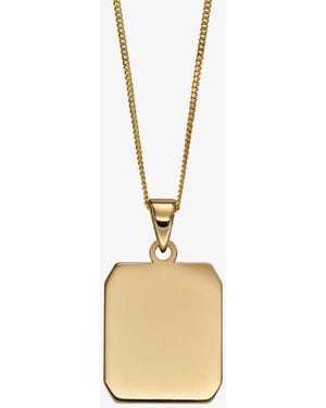 T.H.Baker 9Ct Rectangular Dog Tag Necklace Gp2259 - Metallic
