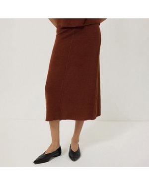 Jigsaw Linen Knitted Skirt - Brown