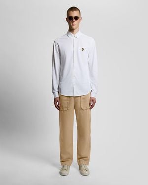 Lyle & Scott Straight Leg Linen Blend Trousers - White