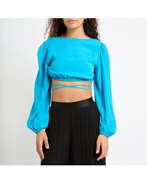 Marella Cropped Strappy Top - Blue