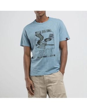 Replay Record Jersey T-Shirt - Blue