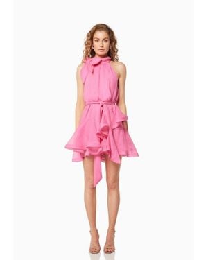 Elliatt Rosalind High Neck Mini Dress With A Bow Detail - Pink