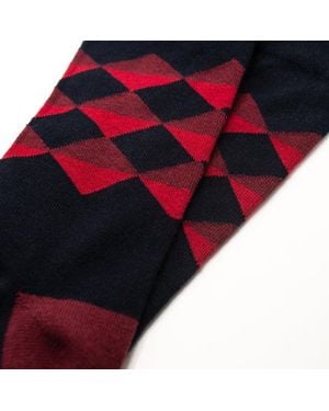 Jemsox Diamond Pattern Comfort Top Cotton Socks - Red