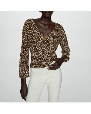 Mango Lin Leopard Print Blouse - Brown