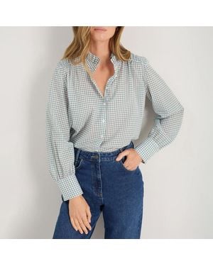 Wyse Check Clemmy Classic Cotton Blend Shirt - Grey