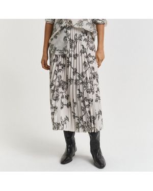 GANT Multi Midi Tree Print Pleated Skirt - Black