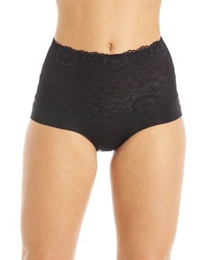 CAMILLE High Waist Seamless Floral Briefs - Black