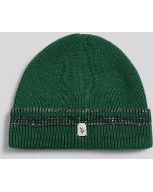 U.S. POLO ASSN. Stripe Tipping Rib Knit Beanie - Green