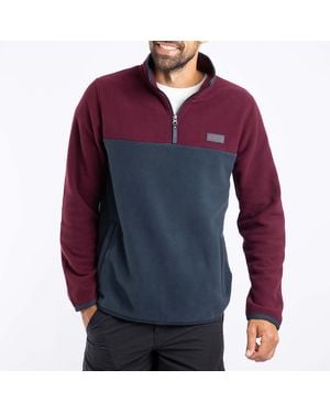 Weird Fish Tristan 1/4 Zip Colour Block Micro Fleece - Blue