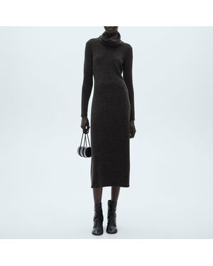 Mango Knitted Turtleneck Dress - Black