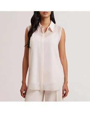 Ted Baker Norella Button Down Sleeveless Shirt - Natural