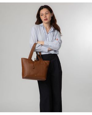 NiNa Amora 'Carolina' Tan Leather Tote Bag - Grey