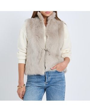 Max and Zac London Chalk Short Reversible Shearling Gilet - Natural