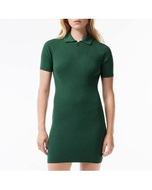 Lacoste Dark Quarter Zip Polo Shirt Dress - Green
