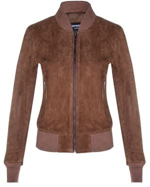 Infinity Leather Tan Ma-1 Suede Bomber Jacket-Arnhem - Brown