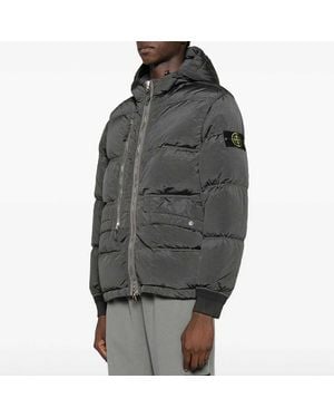Stone Island Dark Full Zip Padded Down Coat - Grey