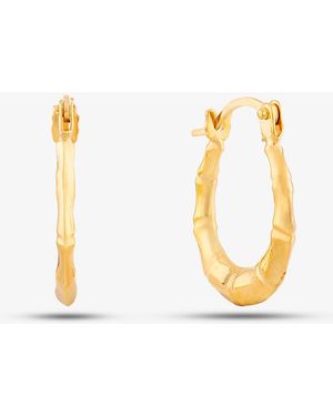 T.H.Baker 9Ct Small Patterned Oval Hoop Earrings Uer127Y - Metallic