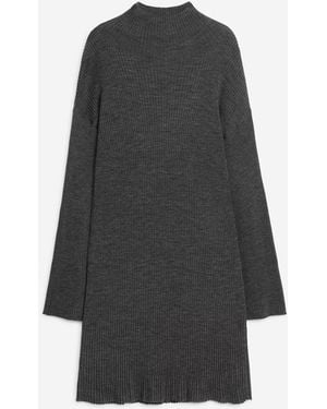 ARKET Ribbed Merino Ribbed Knit Mini Dress - Black