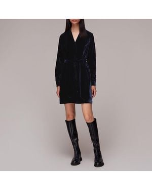 Whistles Velvet Wrap Mini Dress - Black
