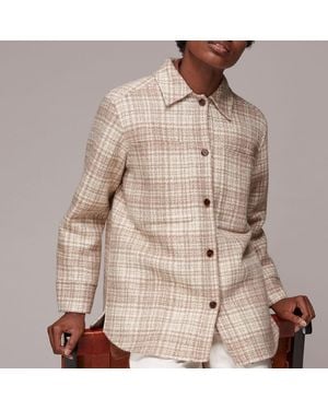 Whistles Multi Checked Wool Overshirt - Natural