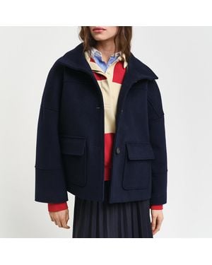 GANT Crop Cashmere-Wool Blend Jacket - Blue