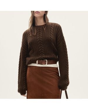 Mango Round Neck Braided Jumper - Brown