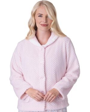 CAMILLE Supersoft Button Front Bed Jacket - Purple