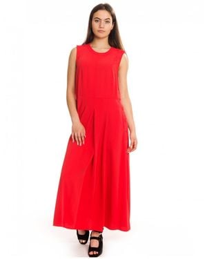 Calvin Klein Smooth Twill Buttoned Dress - Red