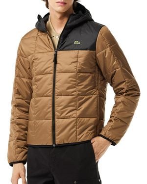 Lacoste Camel/ Colour Block Hooded Jacket - Brown
