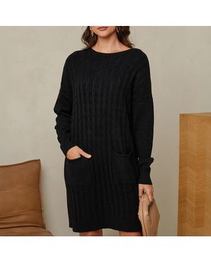 Sofiacashmere Cashmere Blend Mini Jumper Dress - Black
