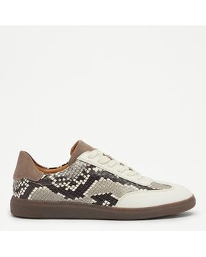 Russell & Bromley Snake Print Nordic Leather Trainers - Grey