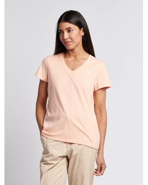 U.S. POLO ASSN. Coral Cotton V-Neck T-Shirt - Natural